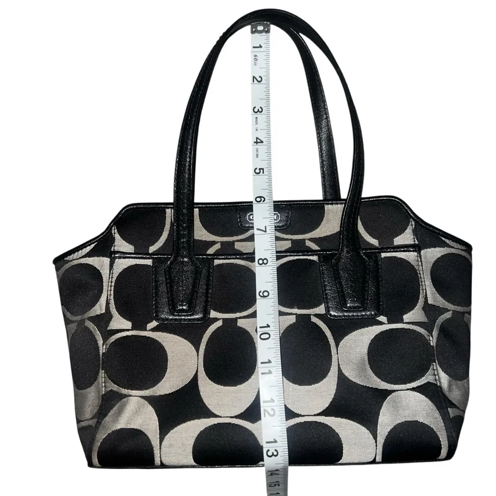 Coach Taylor Signature Bette Mini Tote Monogram Black Silver Canvas Classic